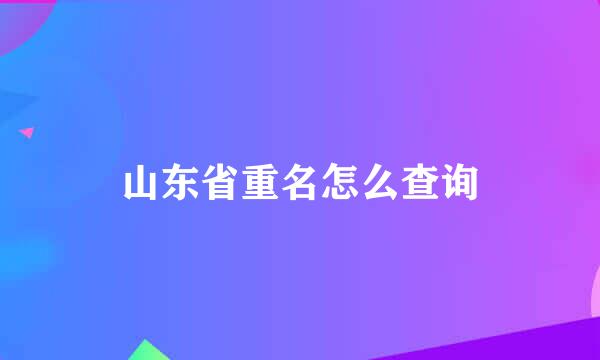 山东省重名怎么查询