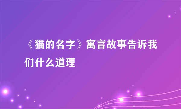 《猫的名字》寓言故事告诉我们什么道理
