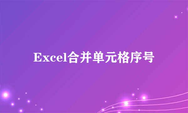 Excel合并单元格序号