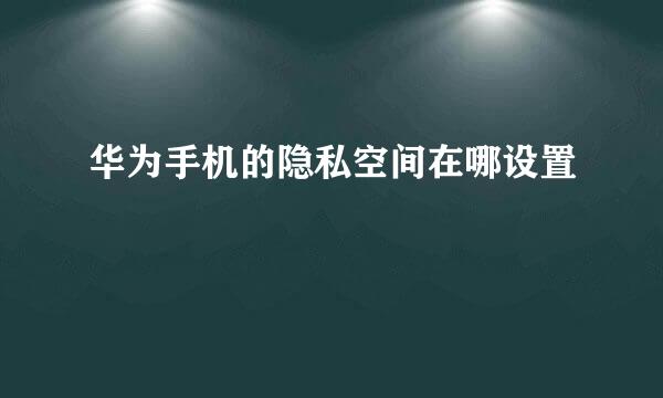 华为手机的隐私空间在哪设置