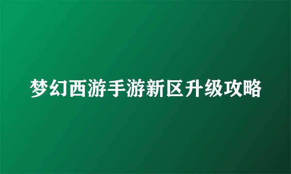 梦幻西游手游新区升级攻略