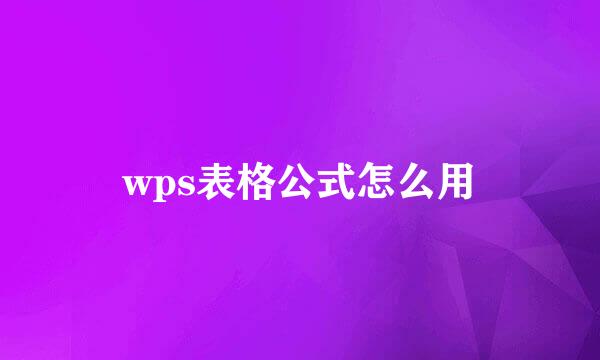 wps表格公式怎么用