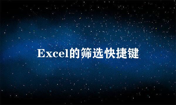 Excel的筛选快捷键