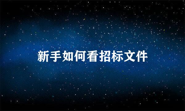 新手如何看招标文件