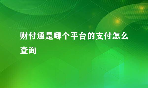 财付通是哪个平台的支付怎么查询