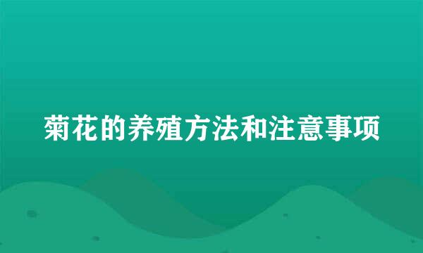 菊花的养殖方法和注意事项