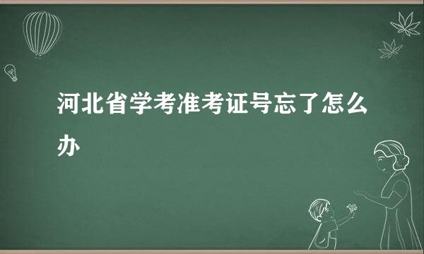 河北省学考准考证号忘了怎么办