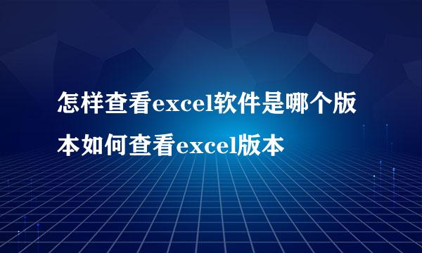 怎样查看excel软件是哪个版本如何查看excel版本