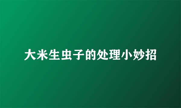 大米生虫子的处理小妙招