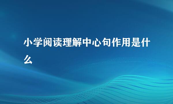 小学阅读理解中心句作用是什么