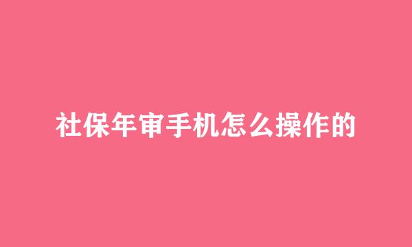 社保年审手机怎么操作的