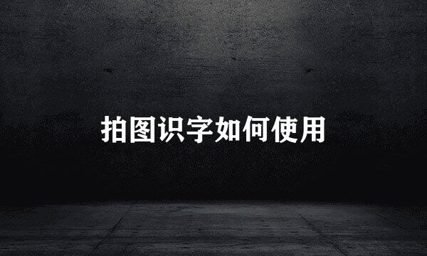 拍图识字如何使用