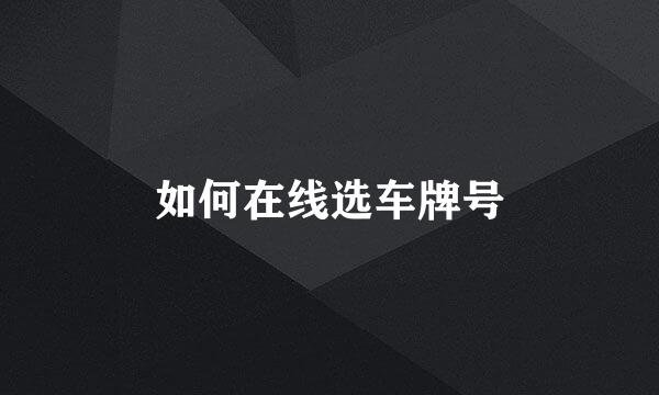 如何在线选车牌号
