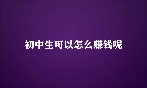 初中生可以怎么赚钱呢