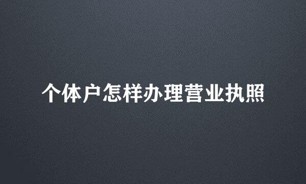 个体户怎样办理营业执照