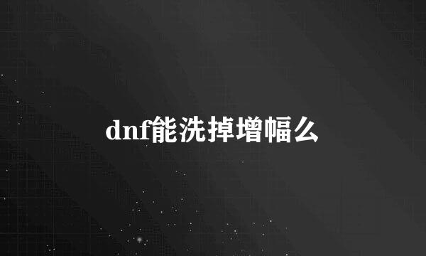 dnf能洗掉增幅么