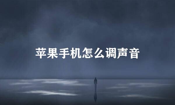 苹果手机怎么调声音