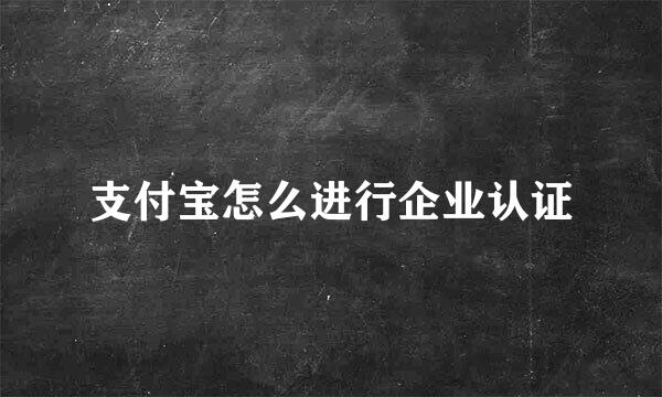 支付宝怎么进行企业认证