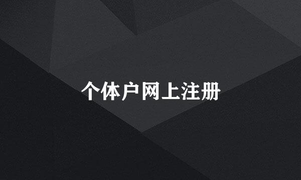 个体户网上注册