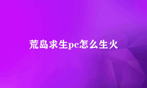 荒岛求生pc怎么生火