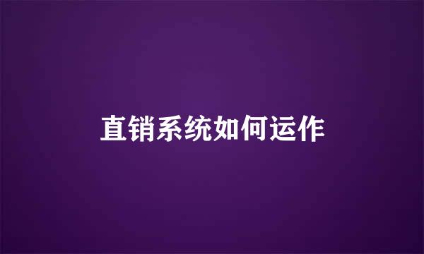 直销系统如何运作