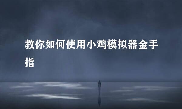 教你如何使用小鸡模拟器金手指