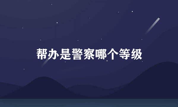 帮办是警察哪个等级