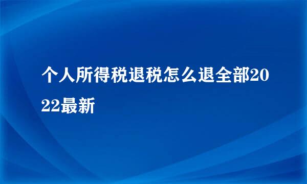 个人所得税退税怎么退全部2022最新