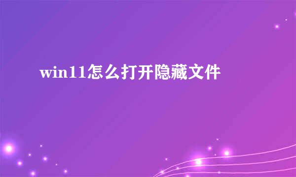 win11怎么打开隐藏文件