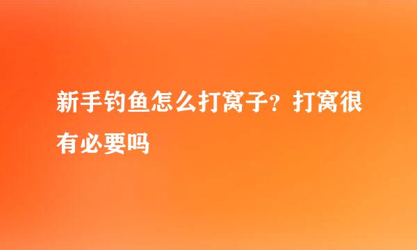 新手钓鱼怎么打窝子？打窝很有必要吗