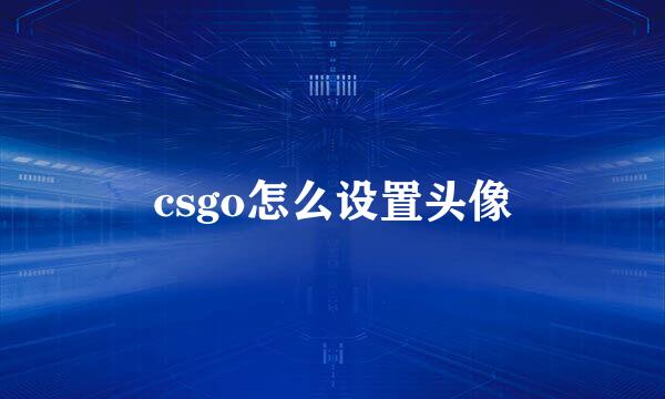 csgo怎么设置头像