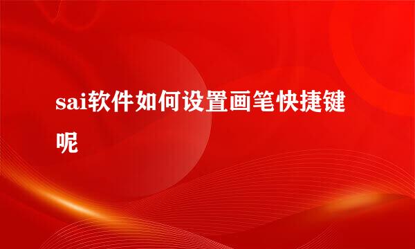 sai软件如何设置画笔快捷键呢