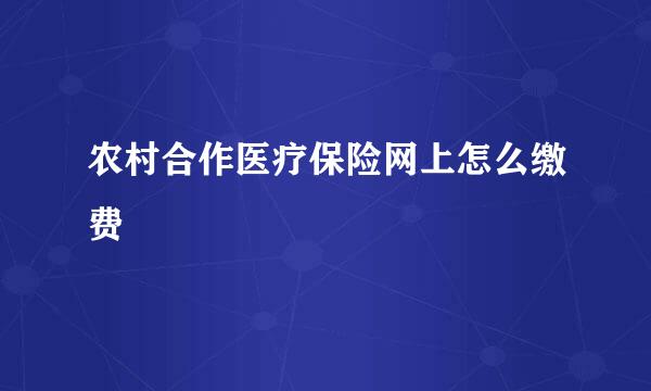 农村合作医疗保险网上怎么缴费