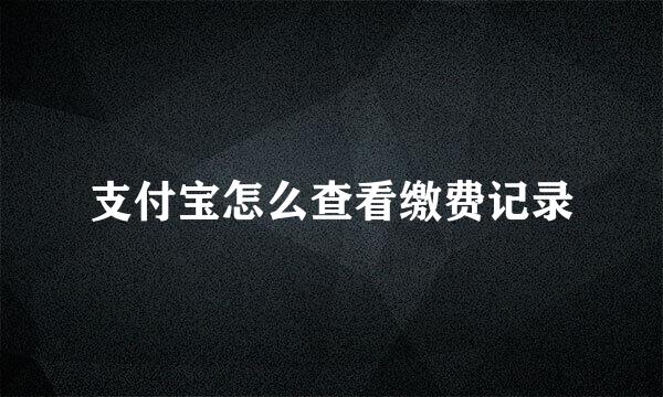支付宝怎么查看缴费记录