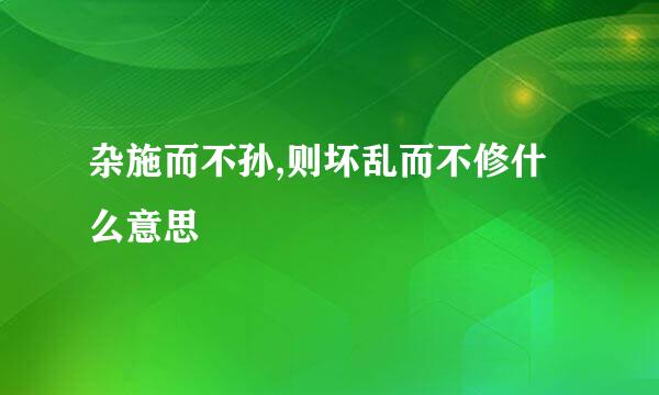 杂施而不孙,则坏乱而不修什么意思