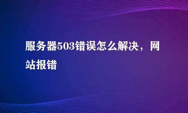 服务器503错误怎么解决,网站报错