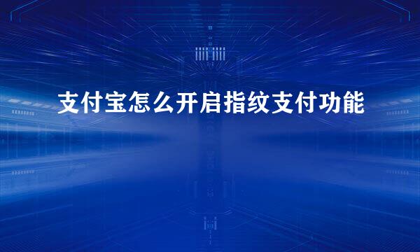 支付宝怎么开启指纹支付功能