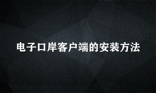 电子口岸客户端的安装方法