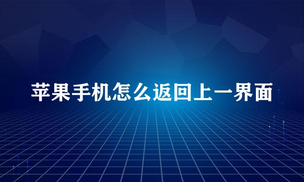 苹果手机怎么返回上一界面