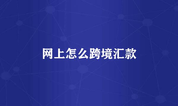 网上怎么跨境汇款