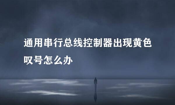 通用串行总线控制器出现黄色叹号怎么办