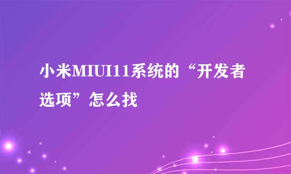 小米MIUI11系统的“开发者选项”怎么找