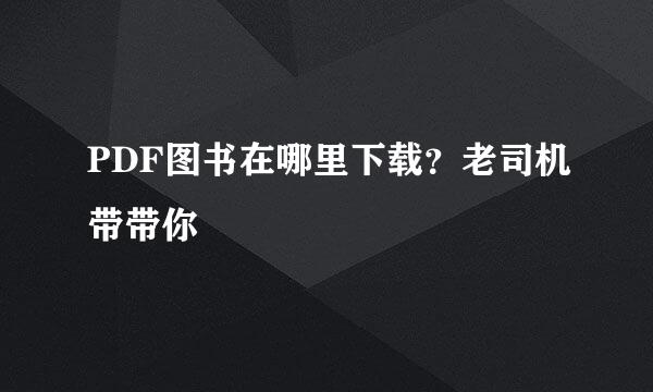 PDF图书在哪里下载?老司机带带你