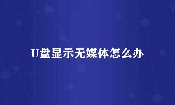 U盘显示无媒体怎么办