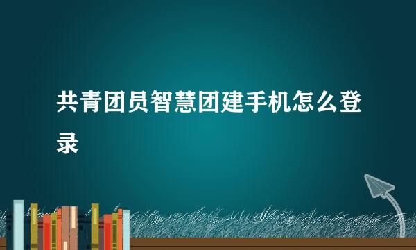 共青团员智慧团建手机怎么登录