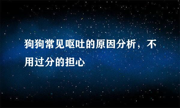 狗狗常见呕吐的原因分析，不用过分的担心