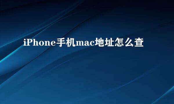 iPhone手机mac地址怎么查