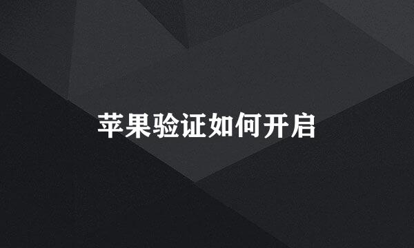 苹果验证如何开启