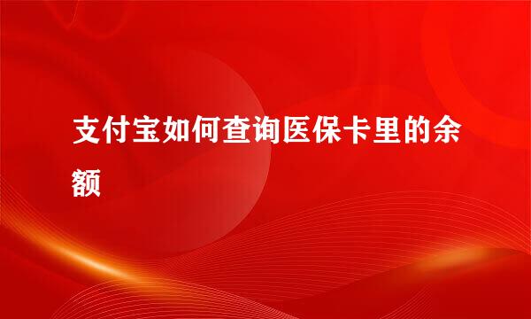 支付宝如何查询医保卡里的余额
