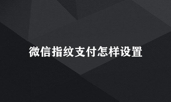 微信指纹支付怎样设置